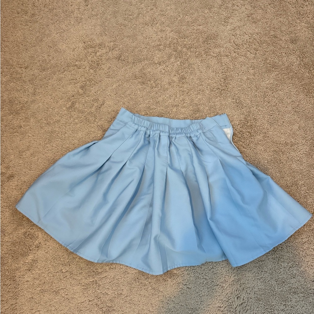 Blue pleated mini skirt
